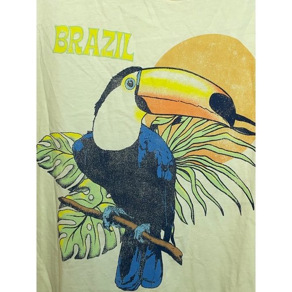 Free People Tops - Free People Vintage Souls Brazil Toucan Yellow Tee T-Shirt Oversized Size S New